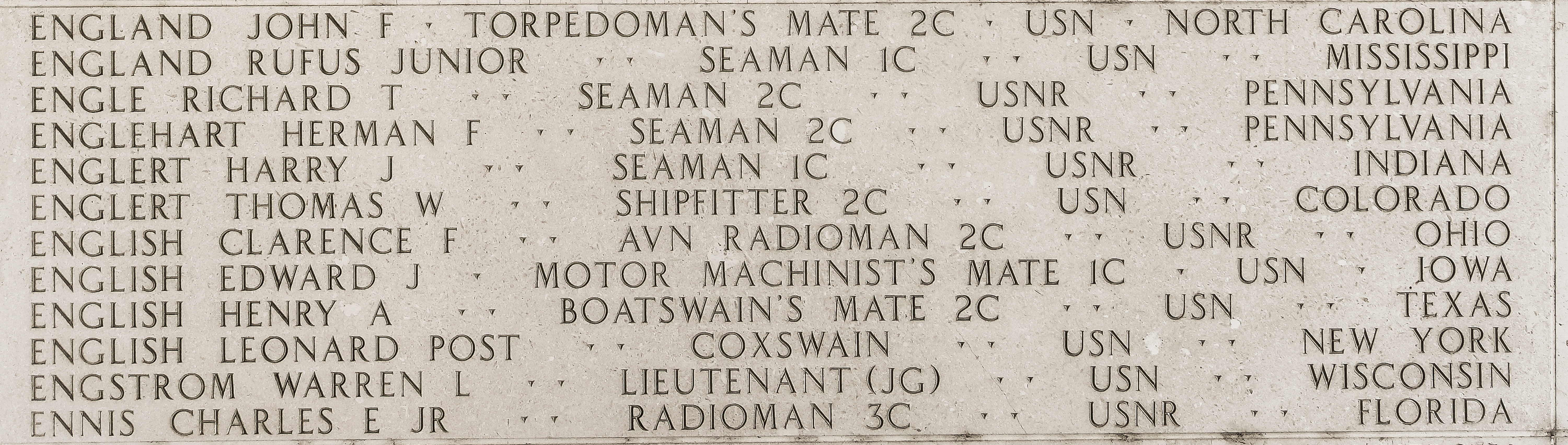 John F. England, Torpedoman's Mate Second Class